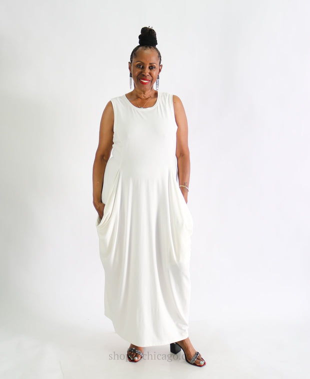 Elsewhere Jersey Dress - Off White - Essential Elements Chicago