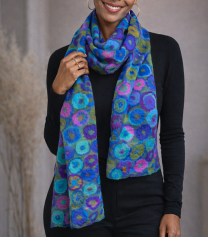Feltiful Multi Polka Dot Scarf, Blue