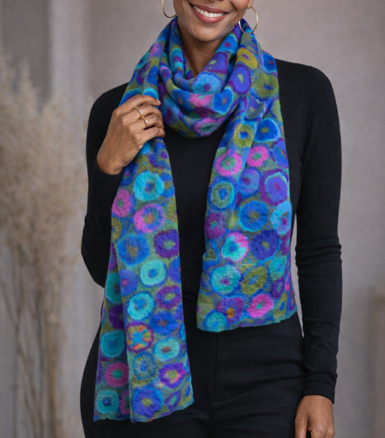 Feltiful Multi Polka Dot Scarf, Blue