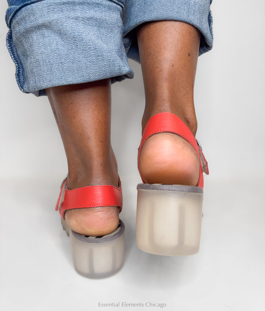 Fly London Metallic Sandal, Red - Essential Elements Chicago