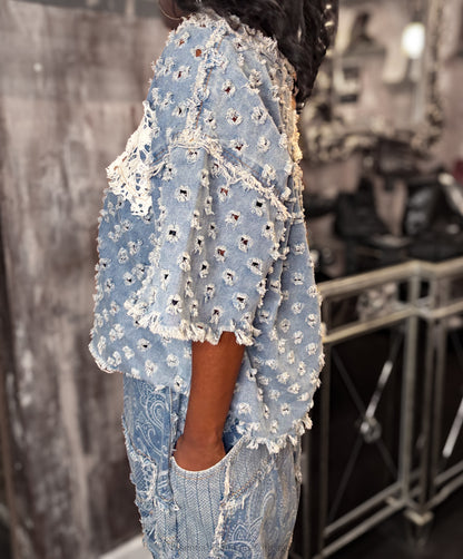 Funky Fray Denim Top - Essential Elements Chicago