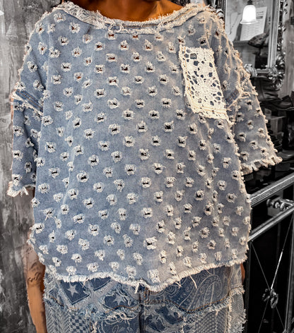Funky Fray Denim Top - Essential Elements Chicago