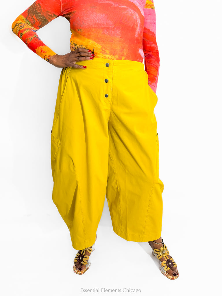 Gerties Snapfront Pant, Mustard Green - Essential Elements Chicago