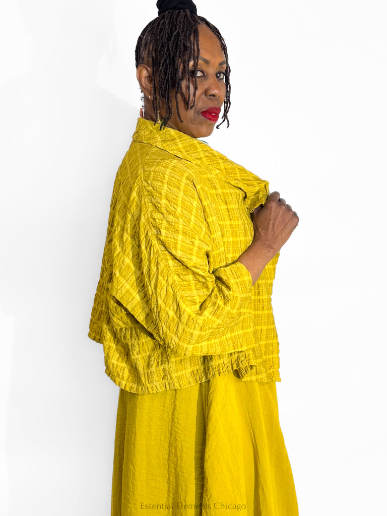 Gerties Textured Shrug, Mustard Green - Essential Elements Chicago