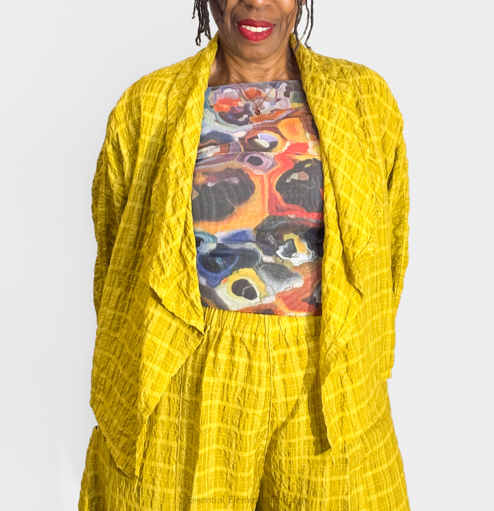 Gerties Textured Shrug, Mustard Green - Essential Elements Chicago