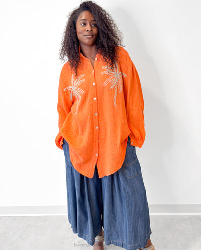 Golden Palms Oversized Shirt - Essential Elements Chicago