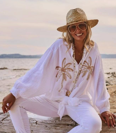 Golden Palms Oversized Shirt - Essential Elements Chicago