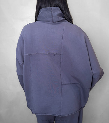 Grizas Boxy Cowl Sweatshirt - Silver - Essential Elements Chicago