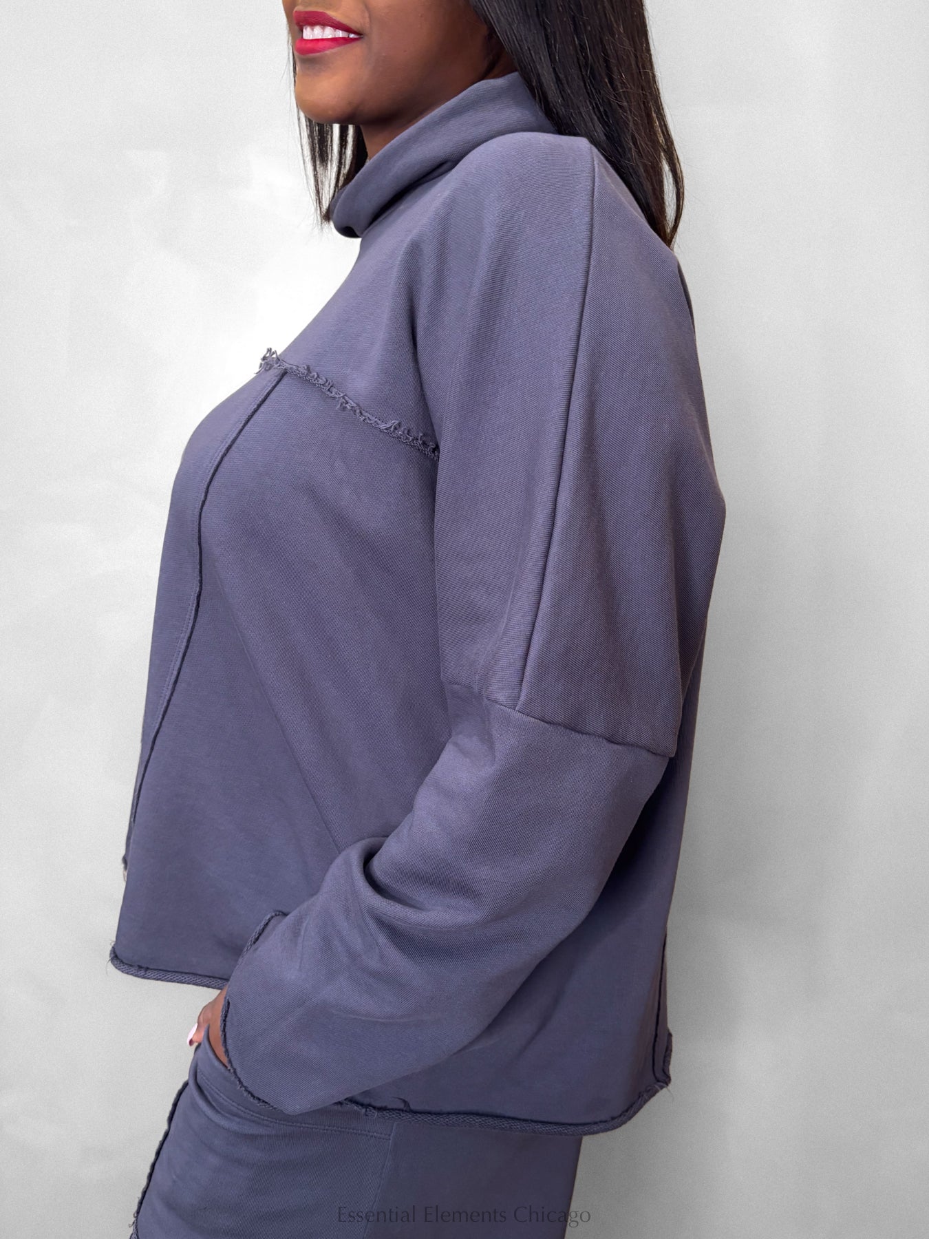 Grizas Boxy Cowl Sweatshirt - Silver - Essential Elements Chicago