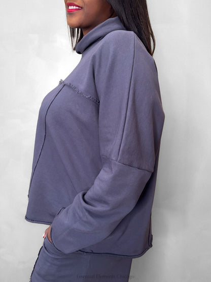 Grizas Boxy Cowl Sweatshirt - Silver - Essential Elements Chicago
