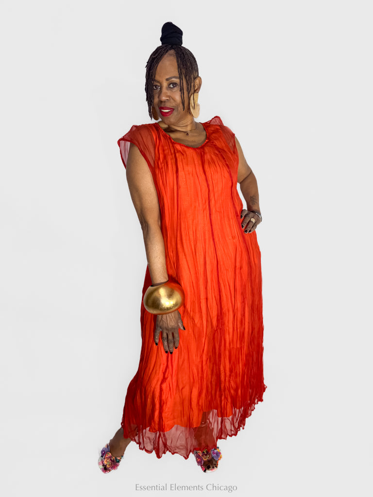 Grizas Crumpled Silk Chiffon Dress - Essential Elements Chicago