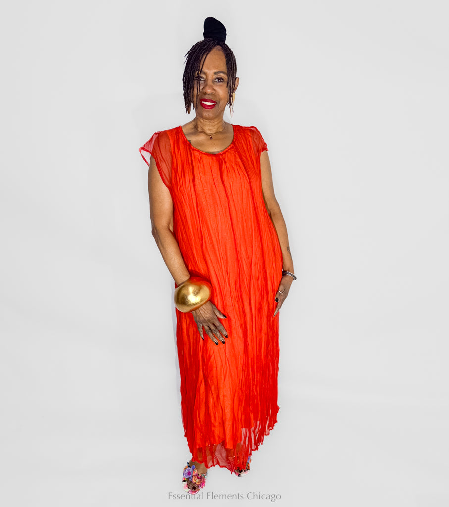Grizas Crumpled Silk Chiffon Dress - Essential Elements Chicago