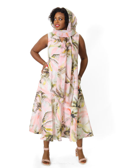 Grizas Floral Linen Dress, Pastel - Essential Elements Chicago