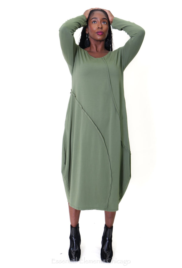 Grizas Jersey Dress, Olive - Essential Elements Chicago