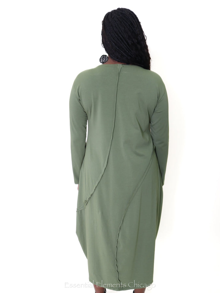 Grizas Jersey Dress, Olive - Essential Elements Chicago