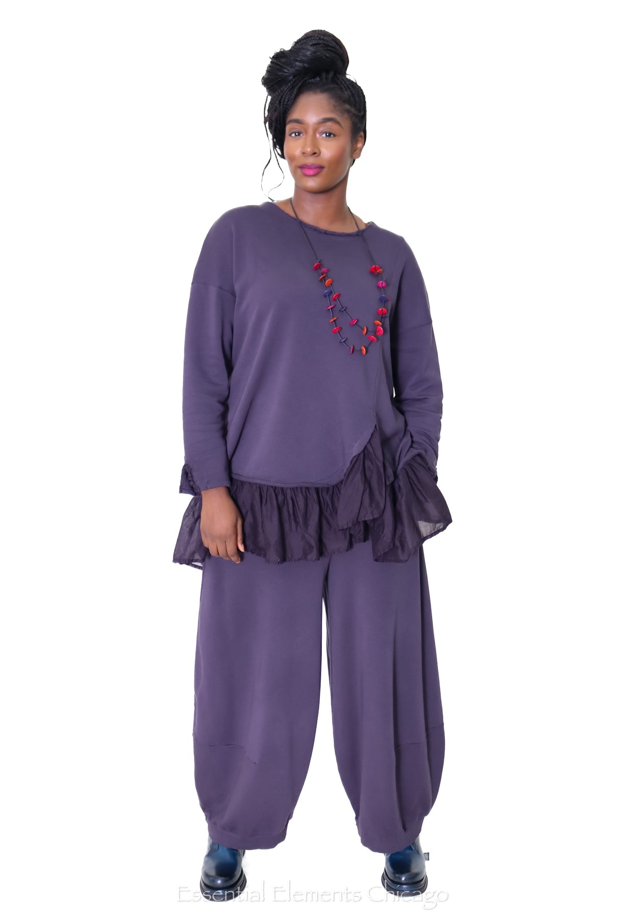 Grizas Ruffle Top, Violet - Essential Elements Chicago