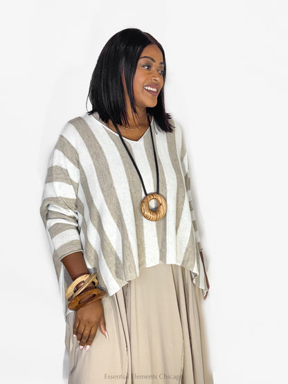 Grizas Striped Linen Sweater - Essential Elements Chicago
