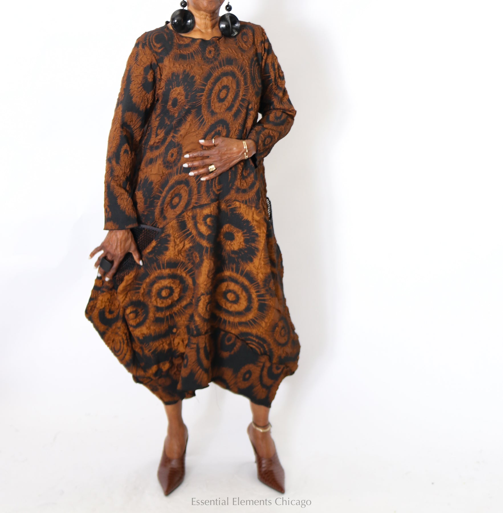 Heydari Bronze Mesh Pocket Dress