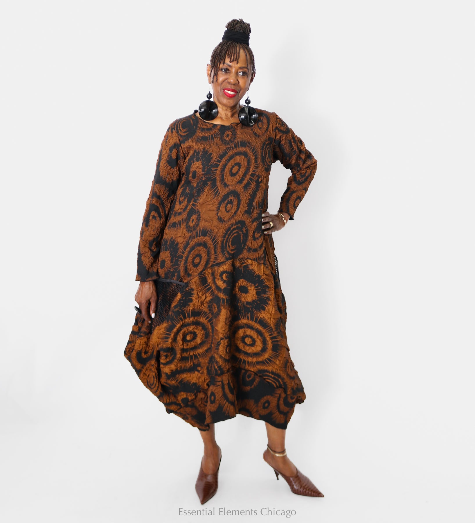 Heydari Bronze Mesh Pocket Dress