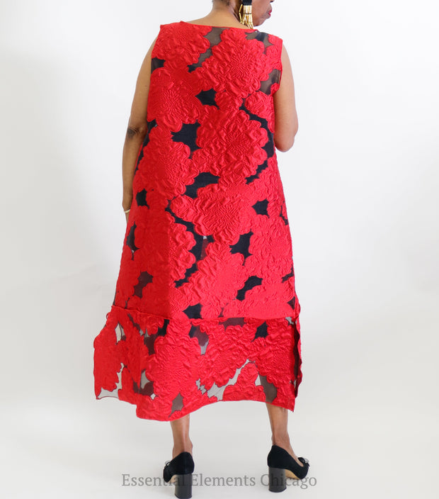 Heydari Chiffon Dress, Red - Essential Elements Chicago