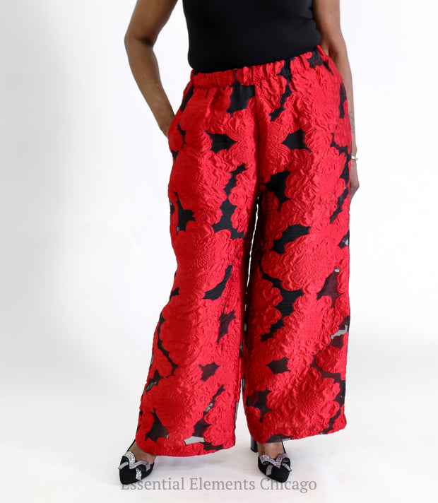 Heydari Chiffon Pants, Red - Essential Elements Chicago