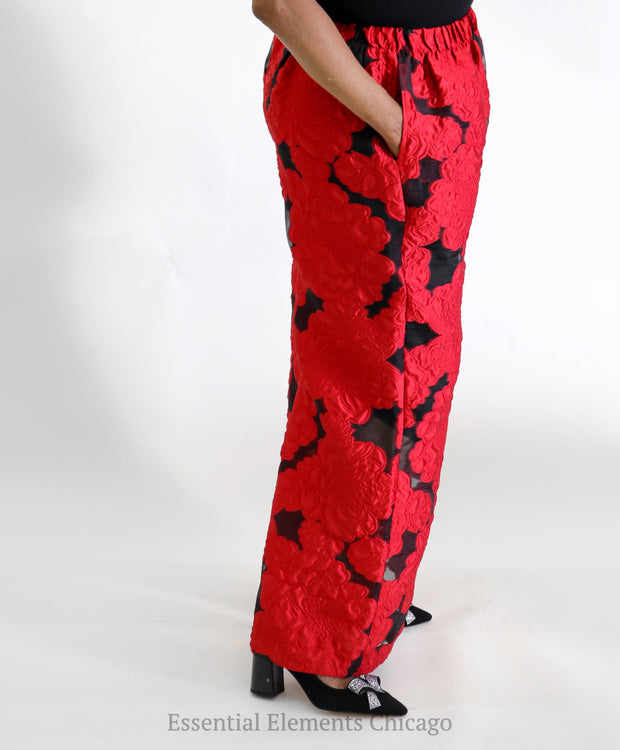 Heydari Chiffon Pants, Red - Essential Elements Chicago