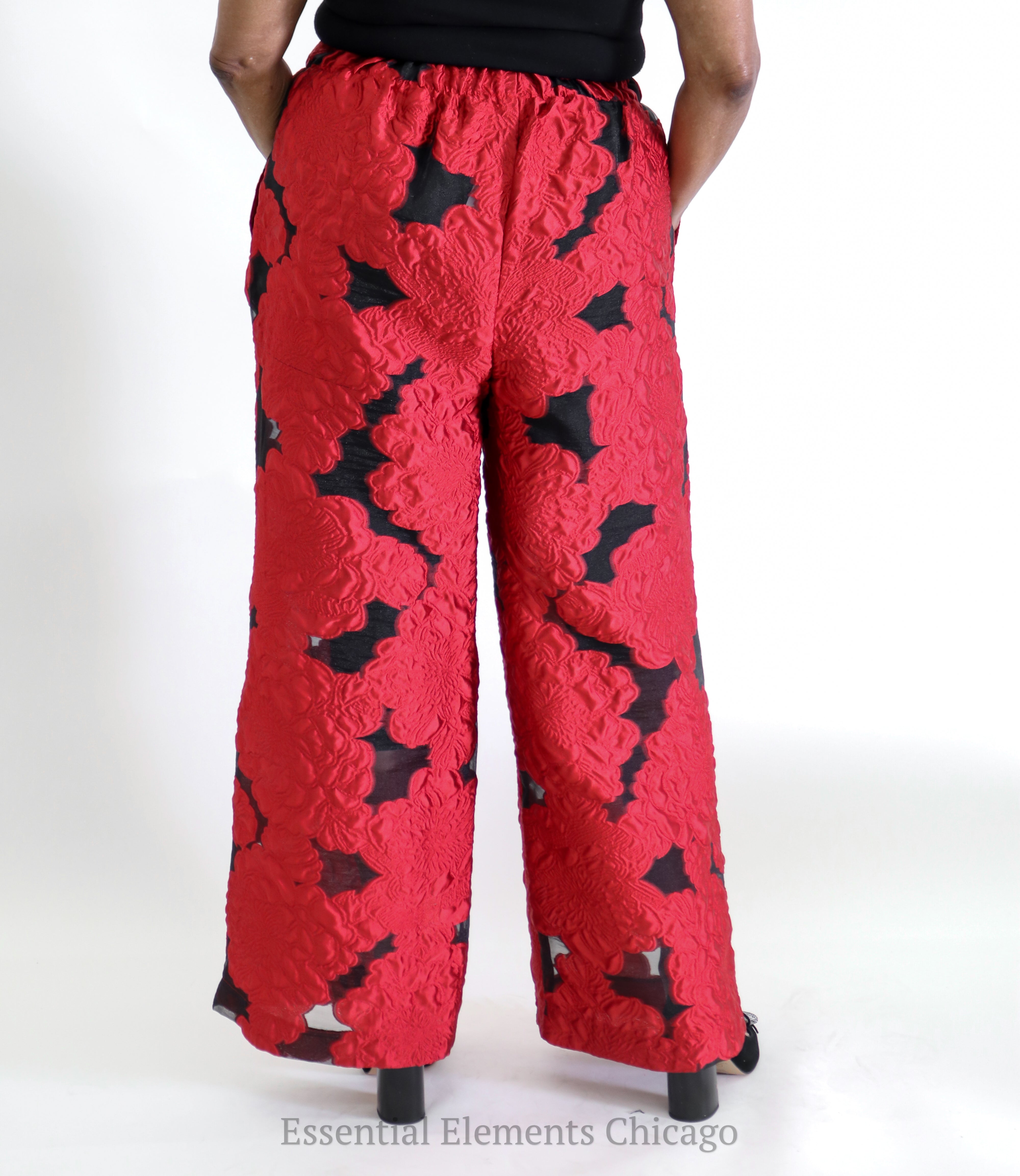 Heydari Chiffon Pants, Red - Essential Elements Chicago