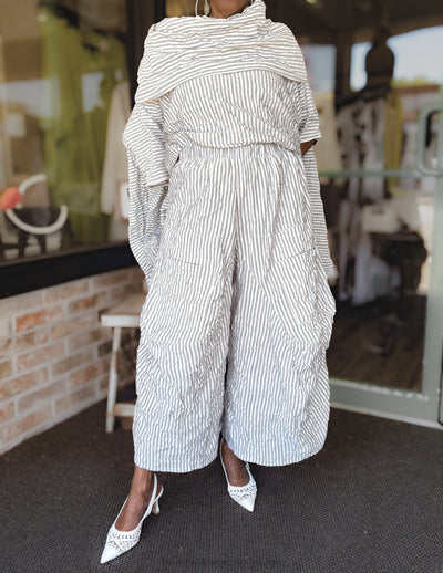 Heydari Gaia Pants, Grey Stripe - Essential Elements Chicago
