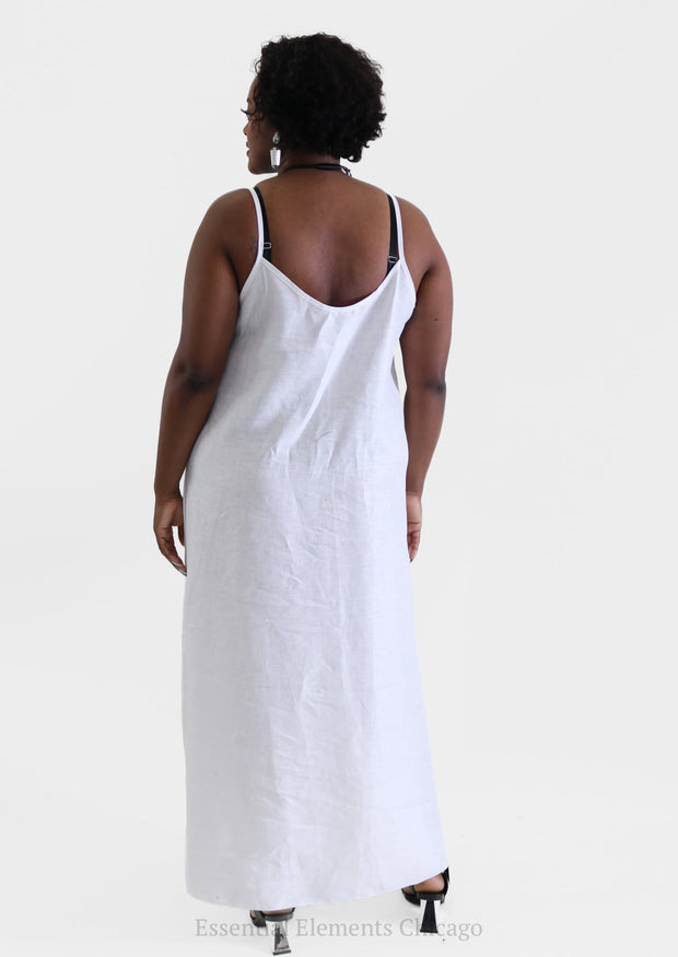 Heydari Linen Dress, White - Essential Elements Chicago