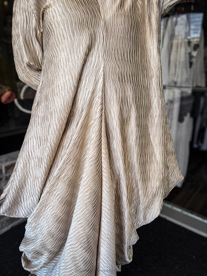 Heydari Pleated Dress, Champagne - Essential Elements Chicago