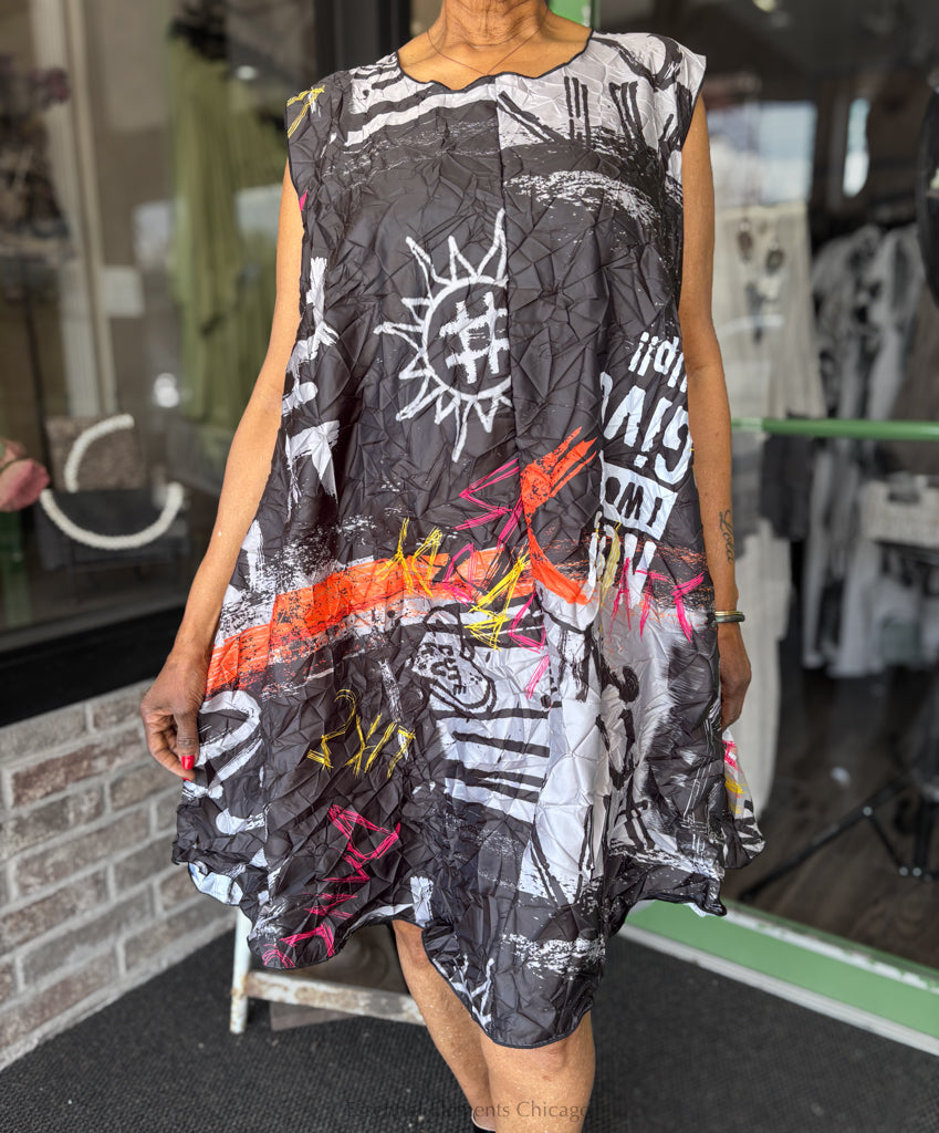 Heydari Short Graffiti Swing Tunic
