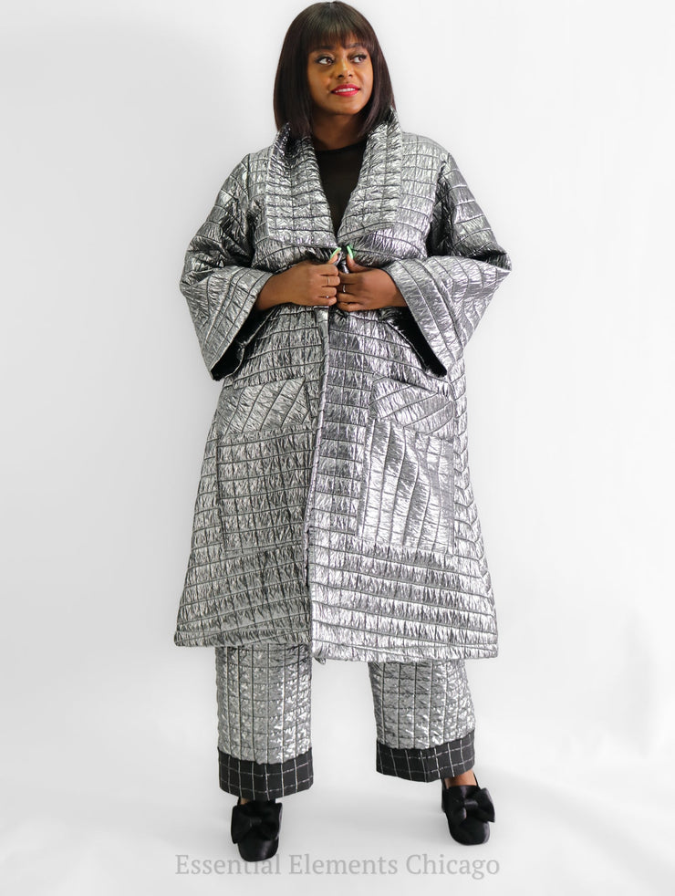 Heydari Silver Long Coat - Essential Elements Chicago