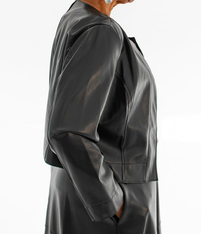 IC Collection Faux Leather Crop Jacket - Essential Elements Chicago