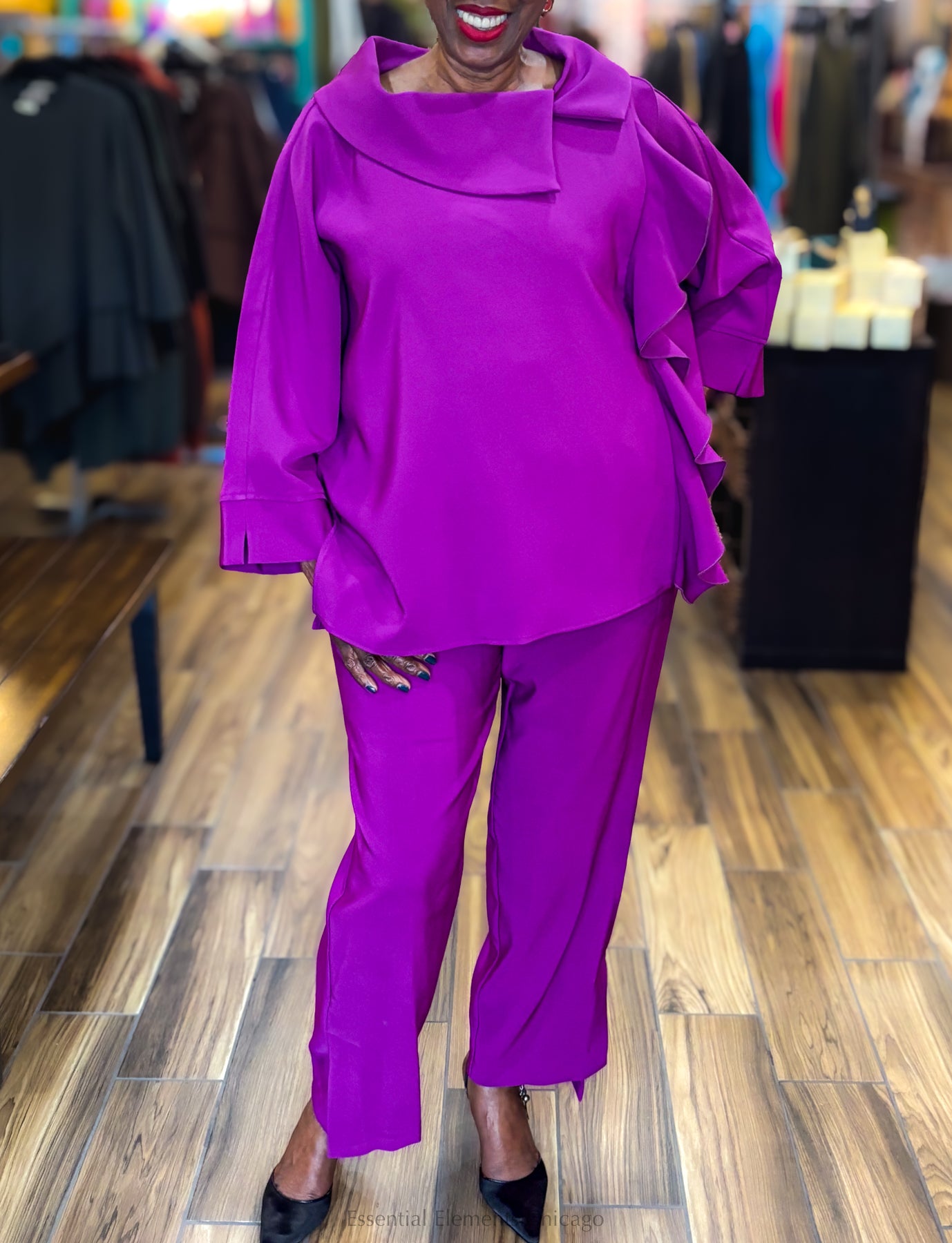 IC Collection Side Ruffle Top - Magenta
