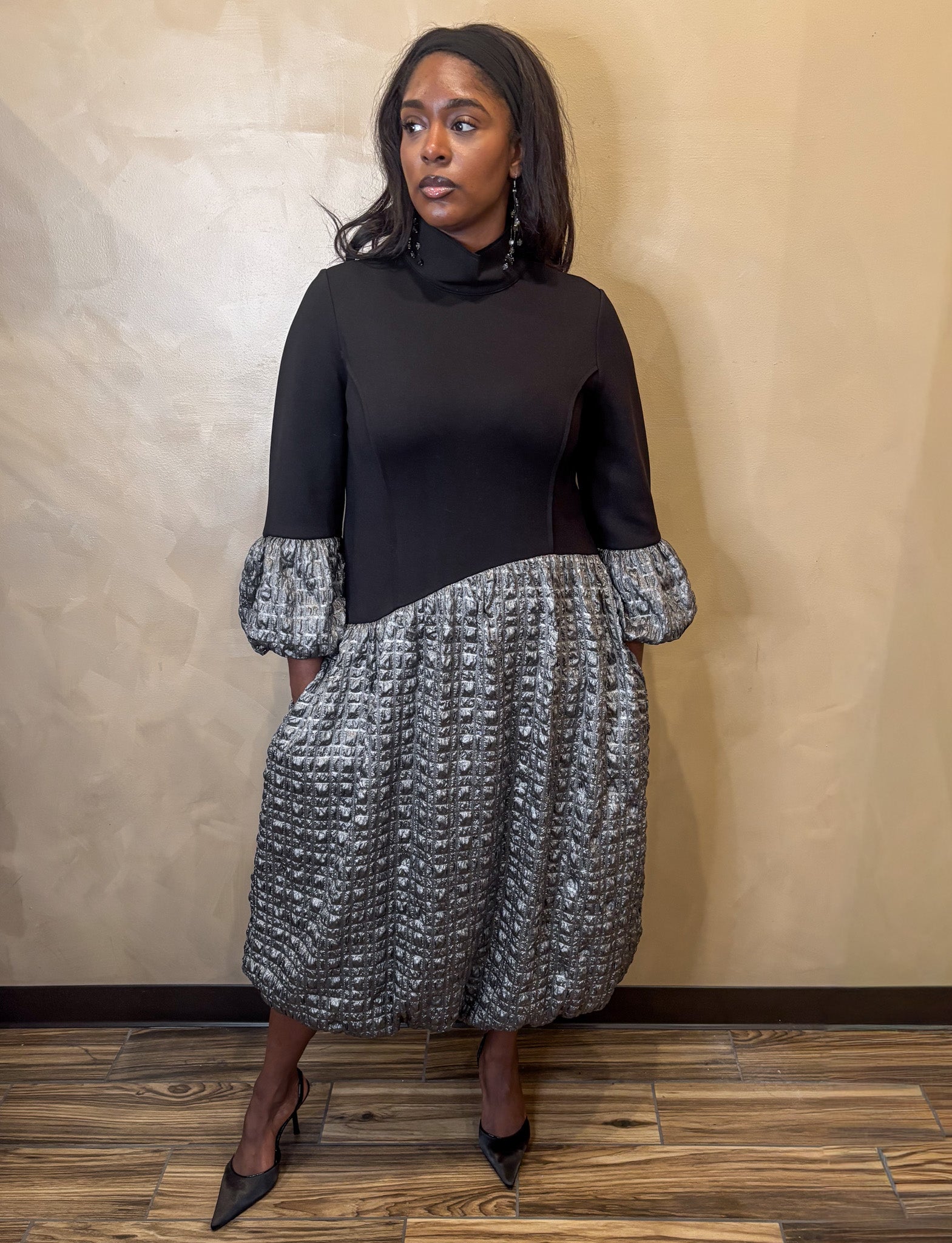 IC Collection Textured Midi Dress - Essential Elements Chicago