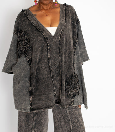 J Her Fade to Floral Set, Ash Black