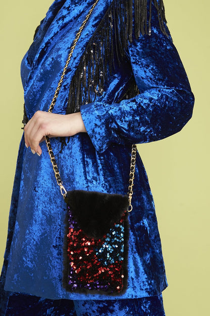 Jayley Faux Fur & Sequin Crossbody - Essential Elements Chicago