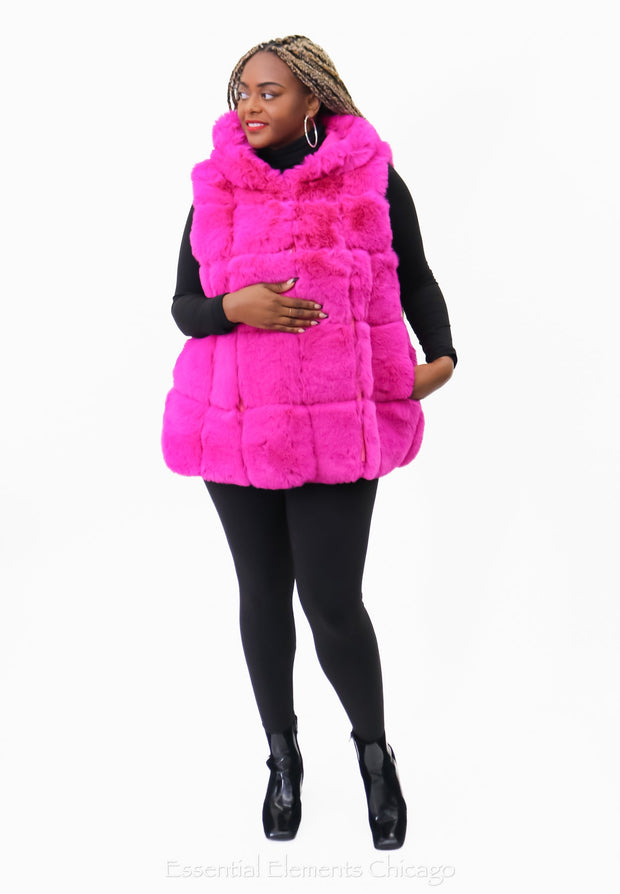 Jayley Hooded Faux Fur Vest - Essential Elements Chicago