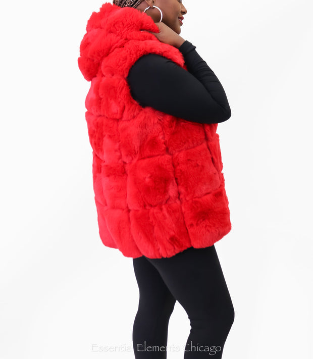 Jayley Hooded Faux Fur Vest - Essential Elements Chicago