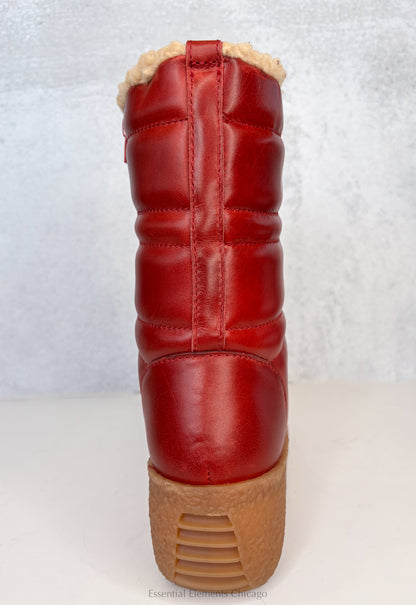 Jeffrey Campbell Wooli Leather Boot - Red - Essential Elements Chicago