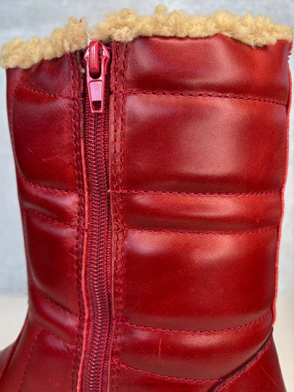 Jeffrey Campbell Wooli Leather Boot - Red - Essential Elements Chicago