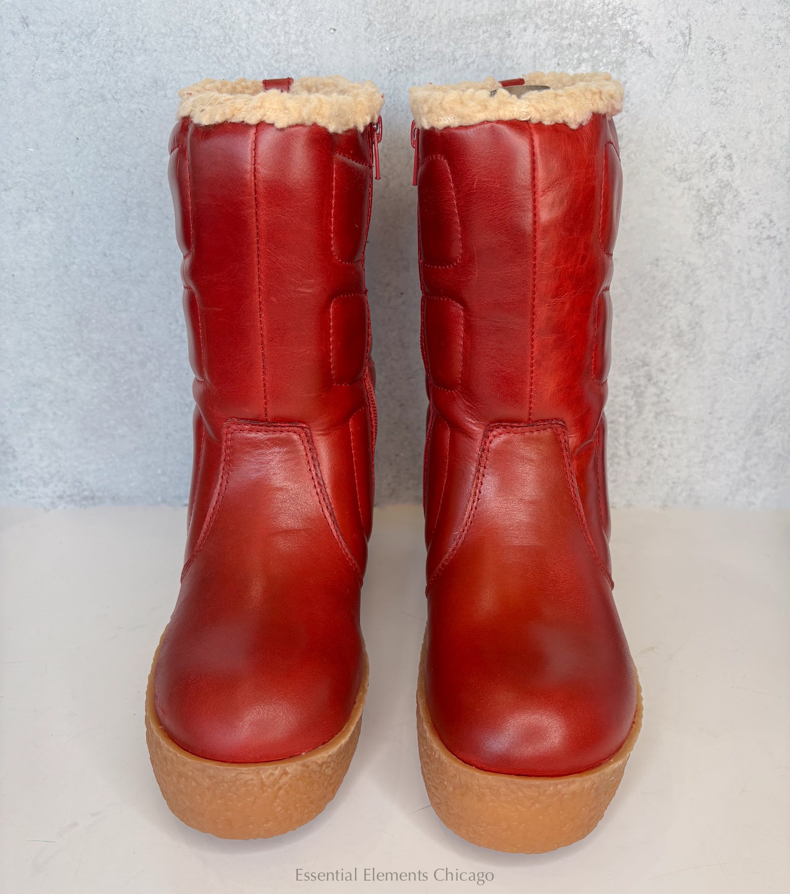Jeffrey Campbell Wooli Leather Boot - Red - Essential Elements Chicago