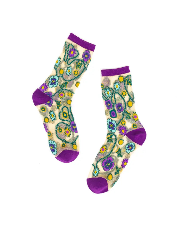 Sock Candy Jeweled Floral Crew Sock