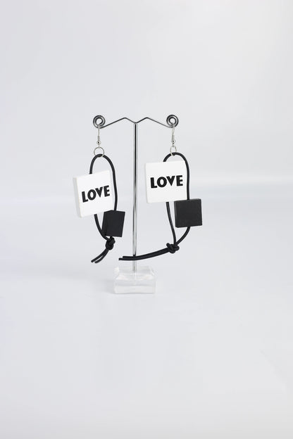 Jianhui Leatherette LOVE Earrings - Essential Elements Chicago