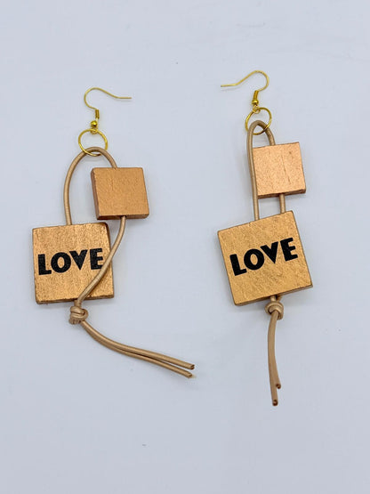 Jianhui Leatherette LOVE Earrings - Essential Elements Chicago