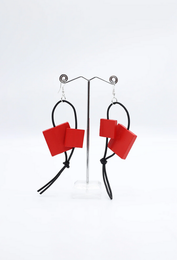 Jianhui Leatherette & Squares Earrings - Essential Elements Chicago