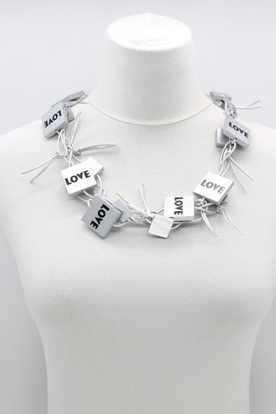 Jianhui LOVE Leatherette Chain Necklace | Silver - Essential Elements Chicago