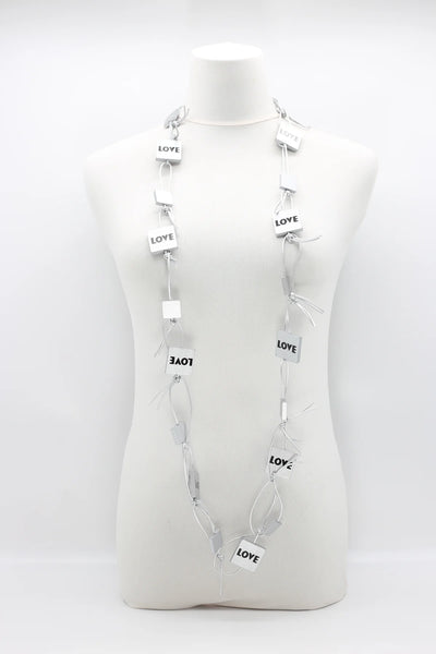 Jianhui LOVE Leatherette Chain Necklace | Silver - Essential Elements Chicago