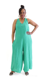 Jody Linen Jumper Green One-Size POP ELEMENT - Jumpsuits by Pop Element | Essential Elements Chicago