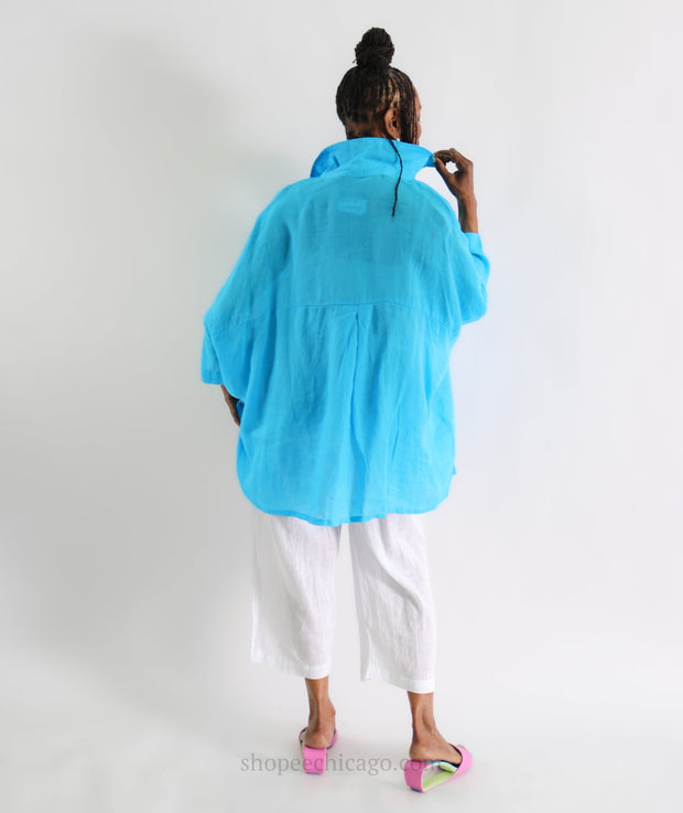 Join Button Front Linen Top - Essential Elements Chicago